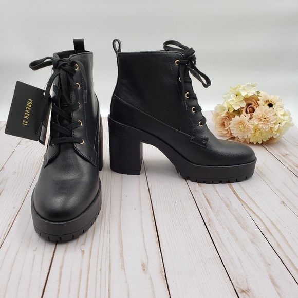 Forever 21 Shoes - Forever 21 Lace - up Ankle Booties size: 8